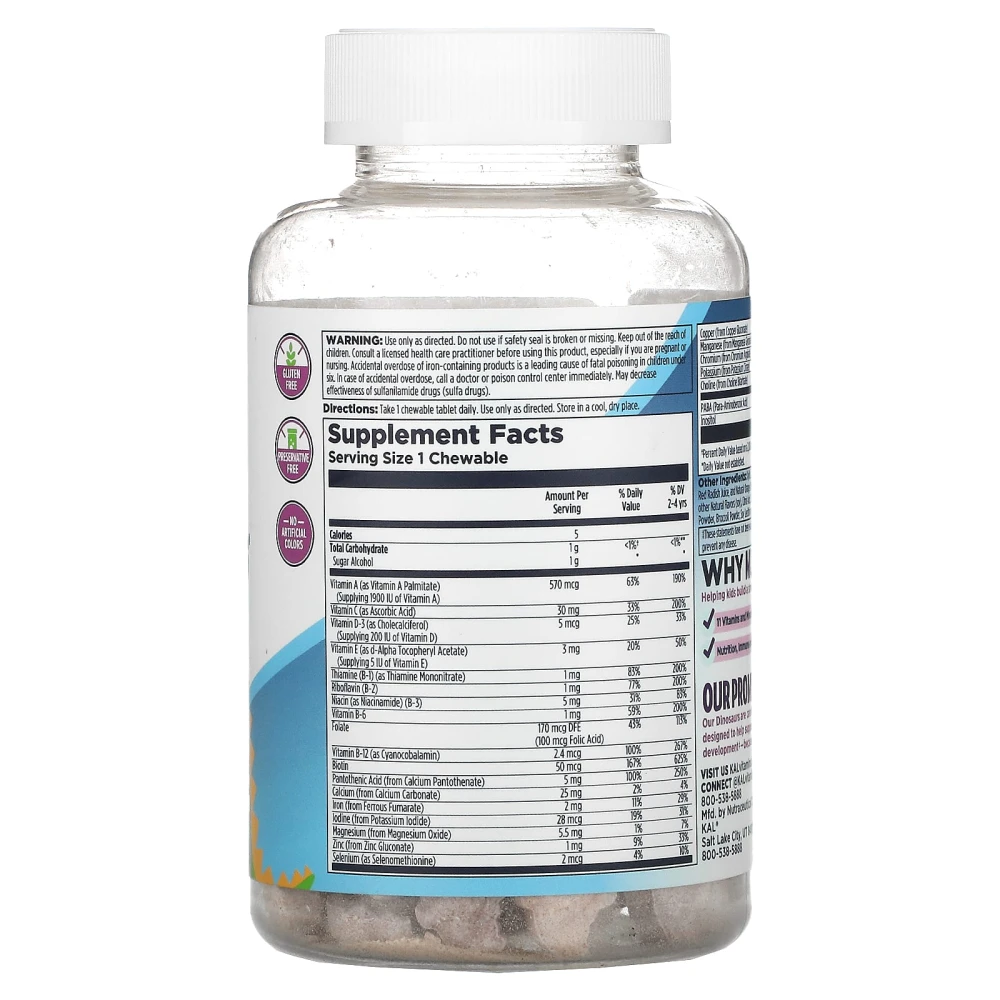 KAL Dinosaurs MultiSaurus Vitamins & Minerals Berry Grape & Orange