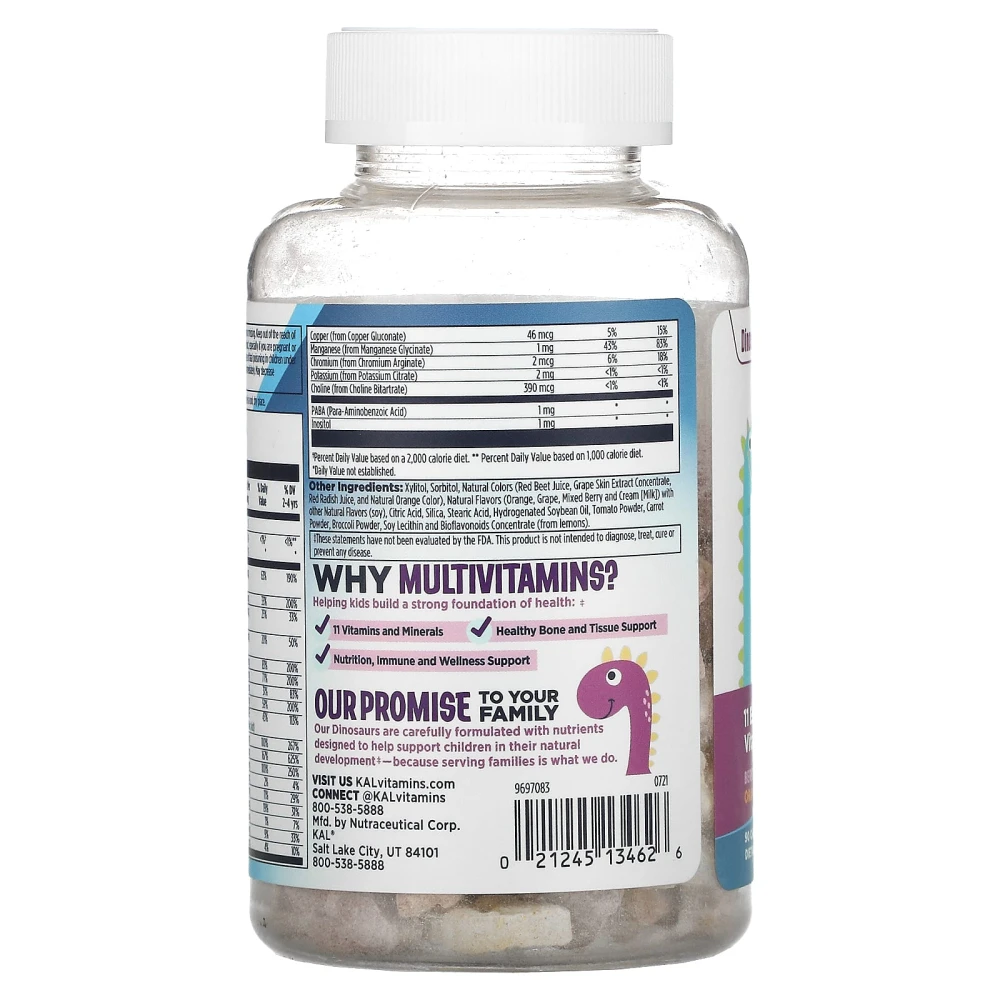 KAL Dinosaurs MultiSaurus Vitamins & Minerals Berry Grape & Orange