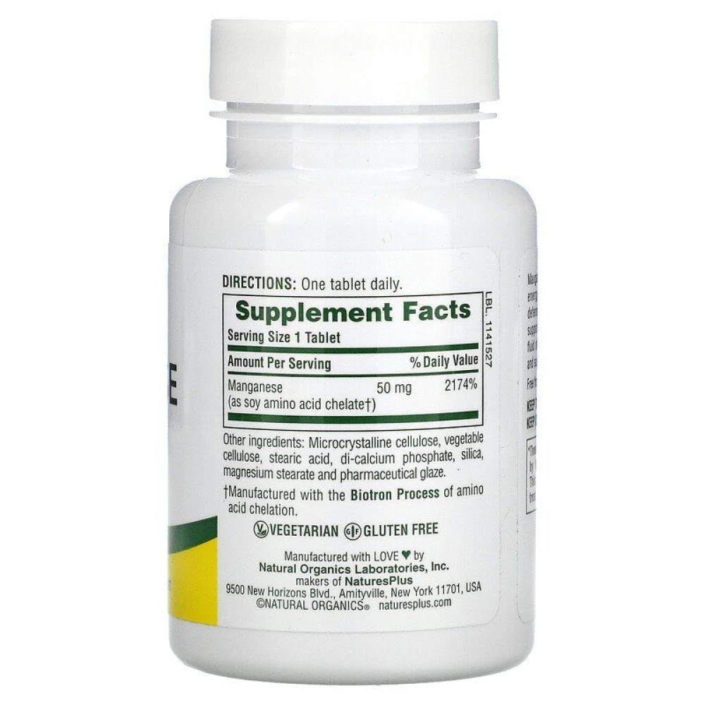 Natures Plus Manganese 50 mg
