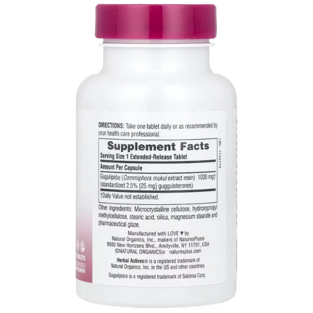 Natures Plus Herbal Actives Gugulipid Extended Release 1000 mg