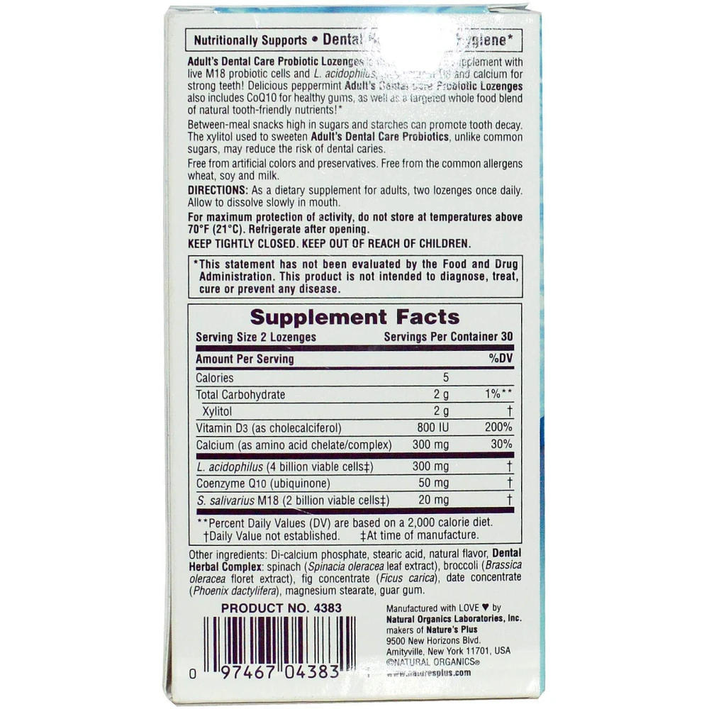 Natures Plus Adult Dental Care Probiotic With M18