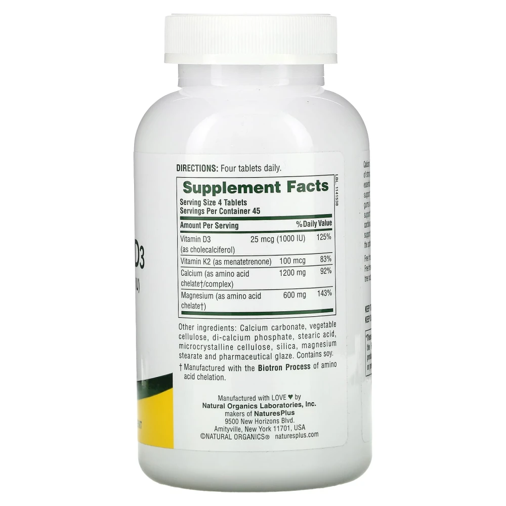 Natures Plus Cal/Mag/Vit D3 with Vitamin K2