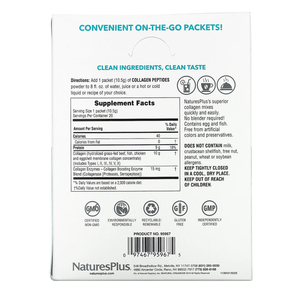 Nature's Plus Collagen Peptides 20 Stick Packets