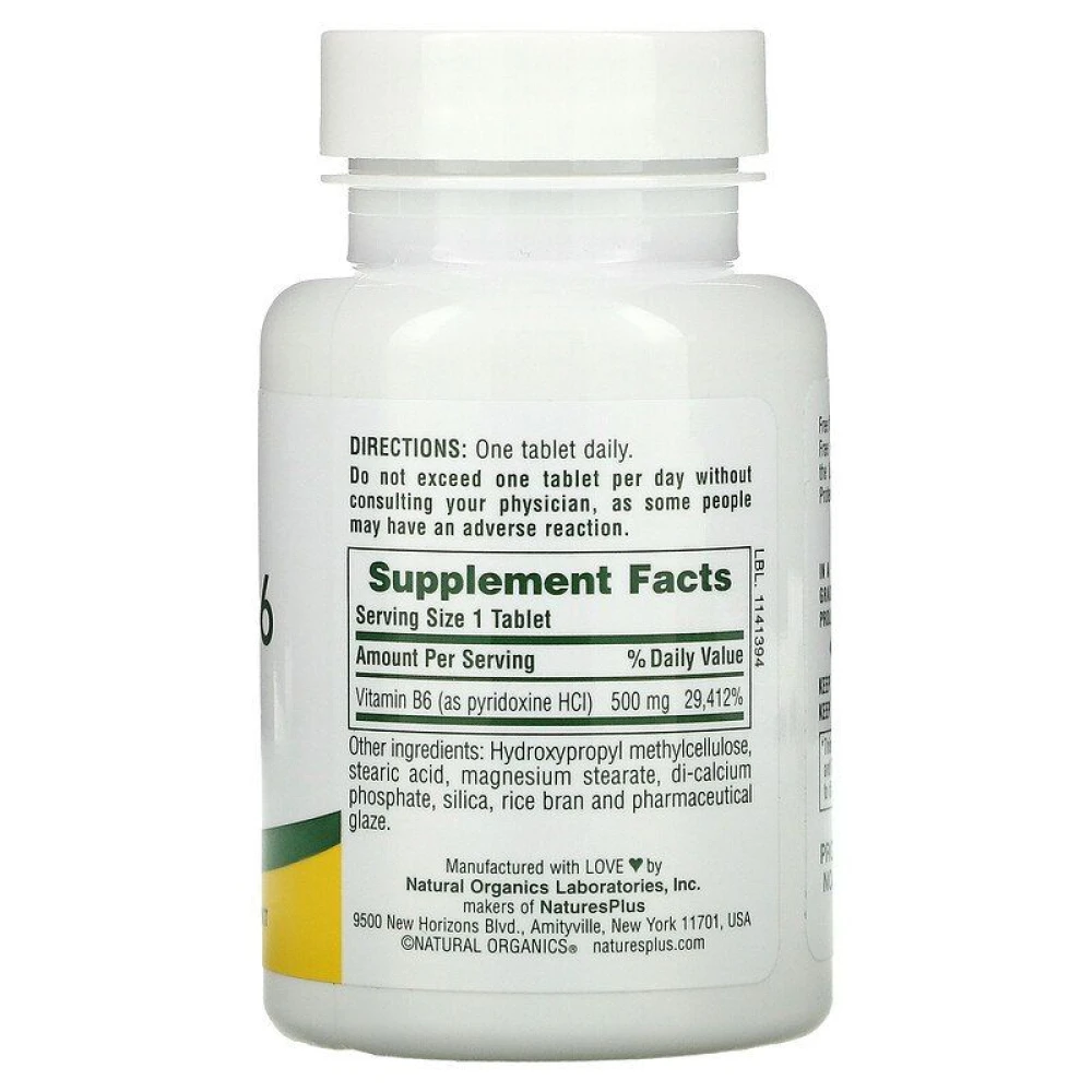Nature's Plus Vitamin B6 500 mg