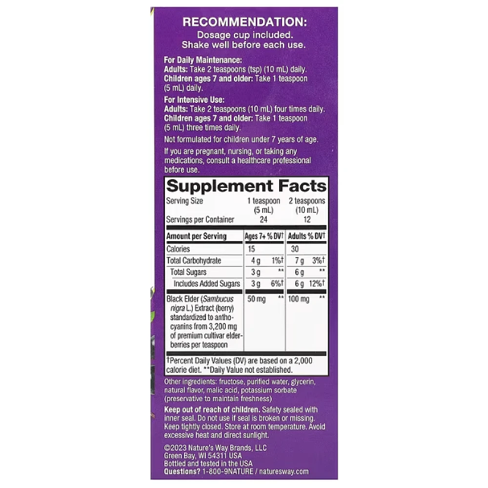 Natures Way Original Sambucus BioCertified Elderberry Natural Sy