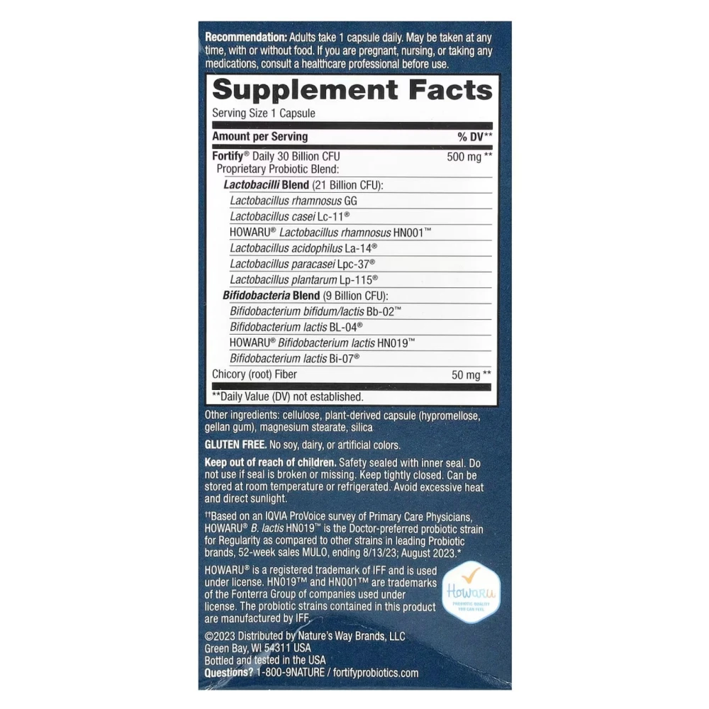 Nature's Way Fortify Daily Probiotic Adult 30 Billion CFU 30 Del