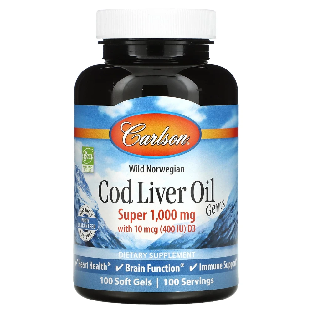 Carlson Labs Wild Norwegian Cod Liver Oil Gems Super 1000 mg