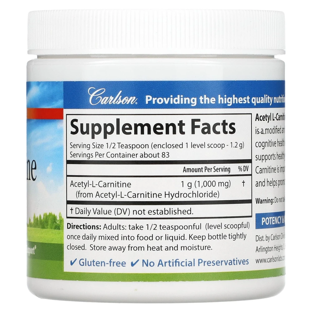 Carlson Labs AcetylLCarnitine Amino Acid Powder