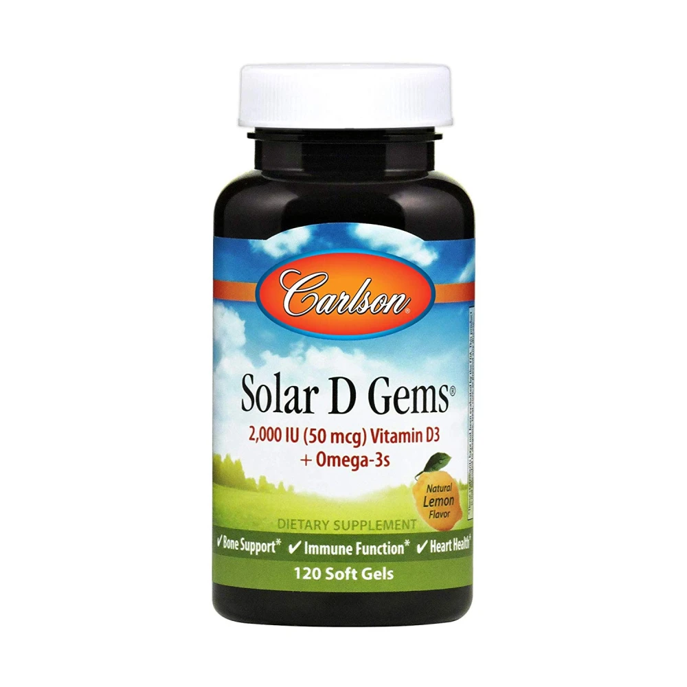 Carlson Labs Solar D Gems Natural Lemon Flavor 2000 IU