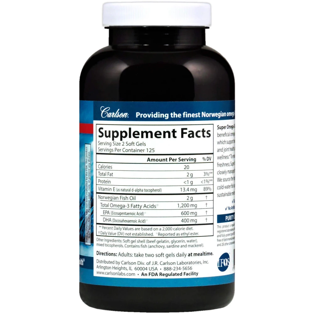 Carlson Wild Caught Super Omega3 Gems 600 mg