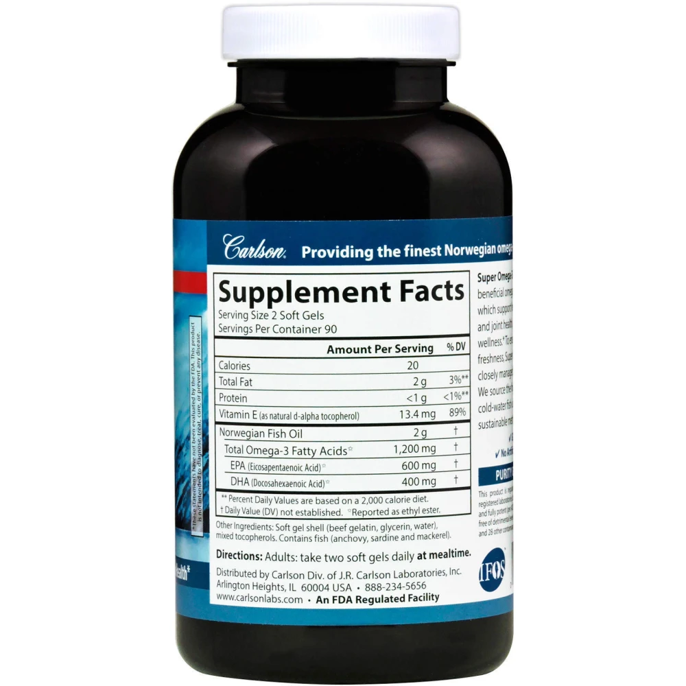 Carlson Wild Caught Super Omega3 Gems 600 mg