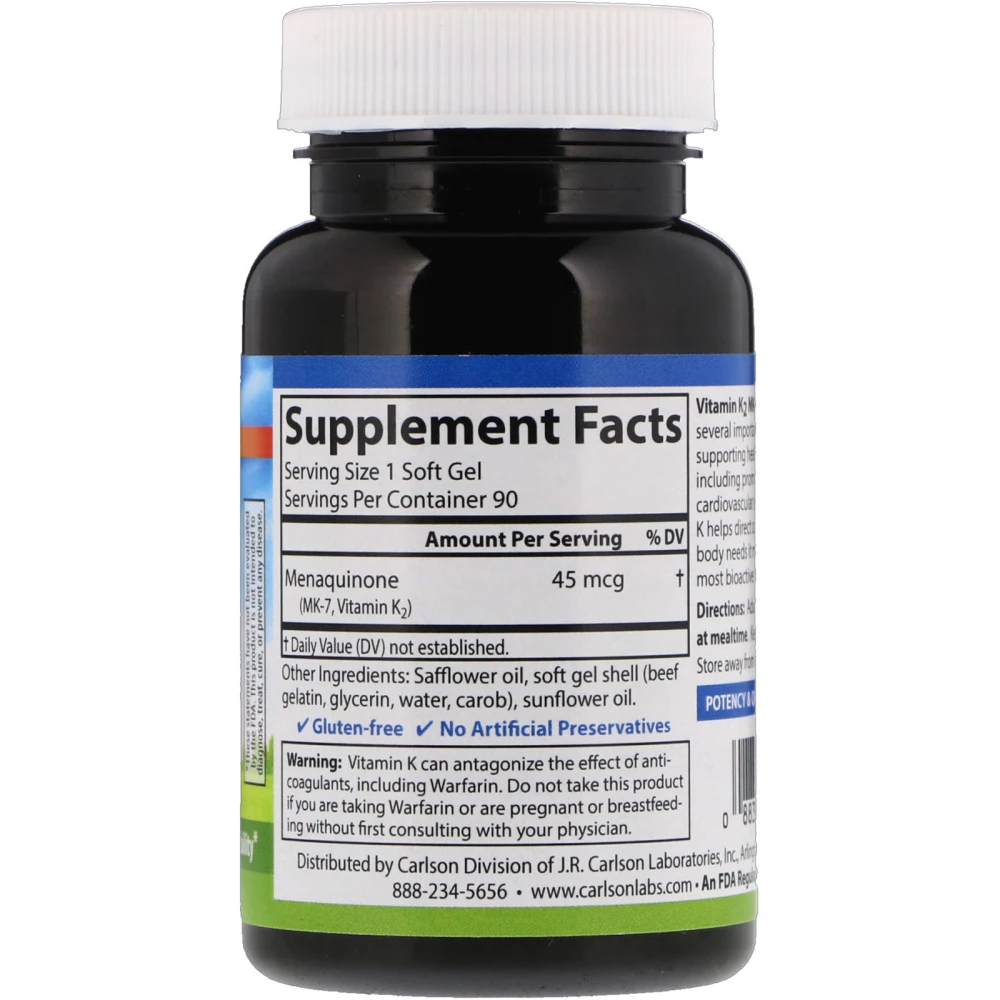 Carlson Labs Vitamin K2 MK7 45 mcg