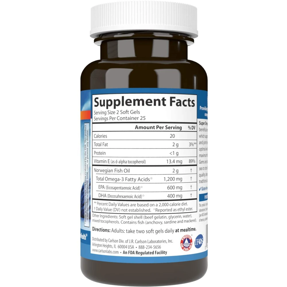 Carlson Labs Wild Caught Super Omega3 Gems 1200 mg