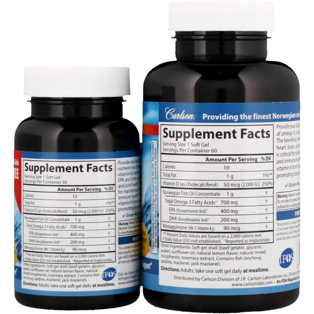 Carlson Labs Elite Omega3 Plus D & K