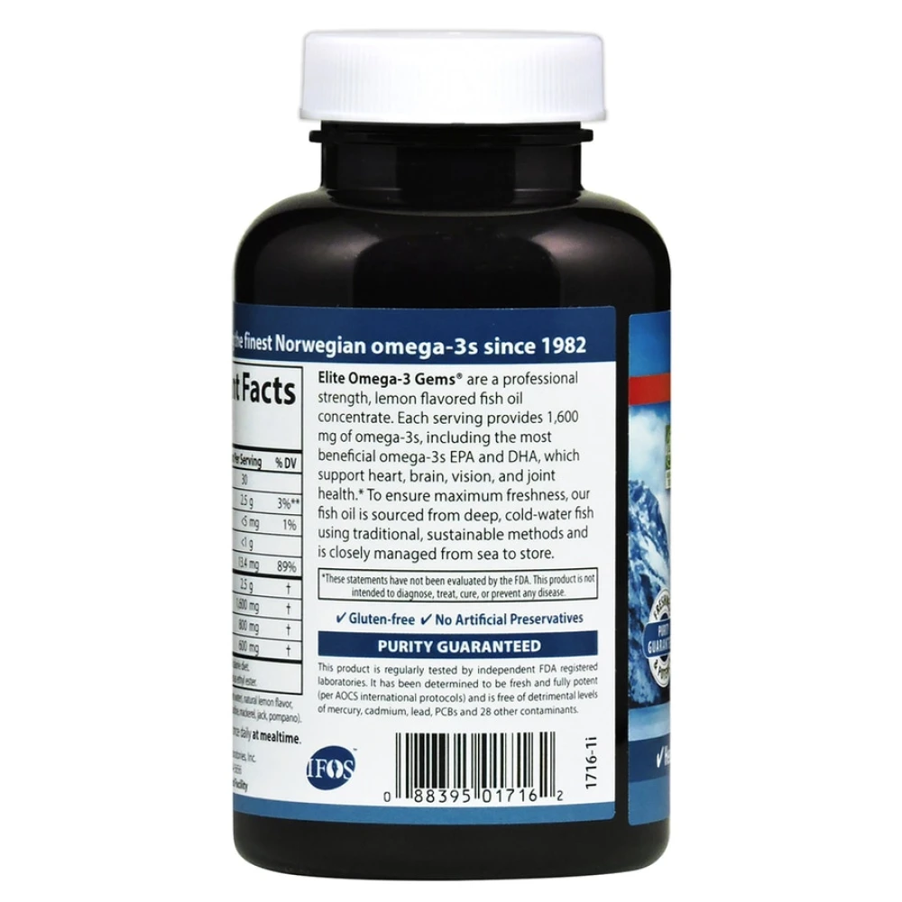 Carlson Elite Omega 3 Gems Natural Lemon 1600 mg