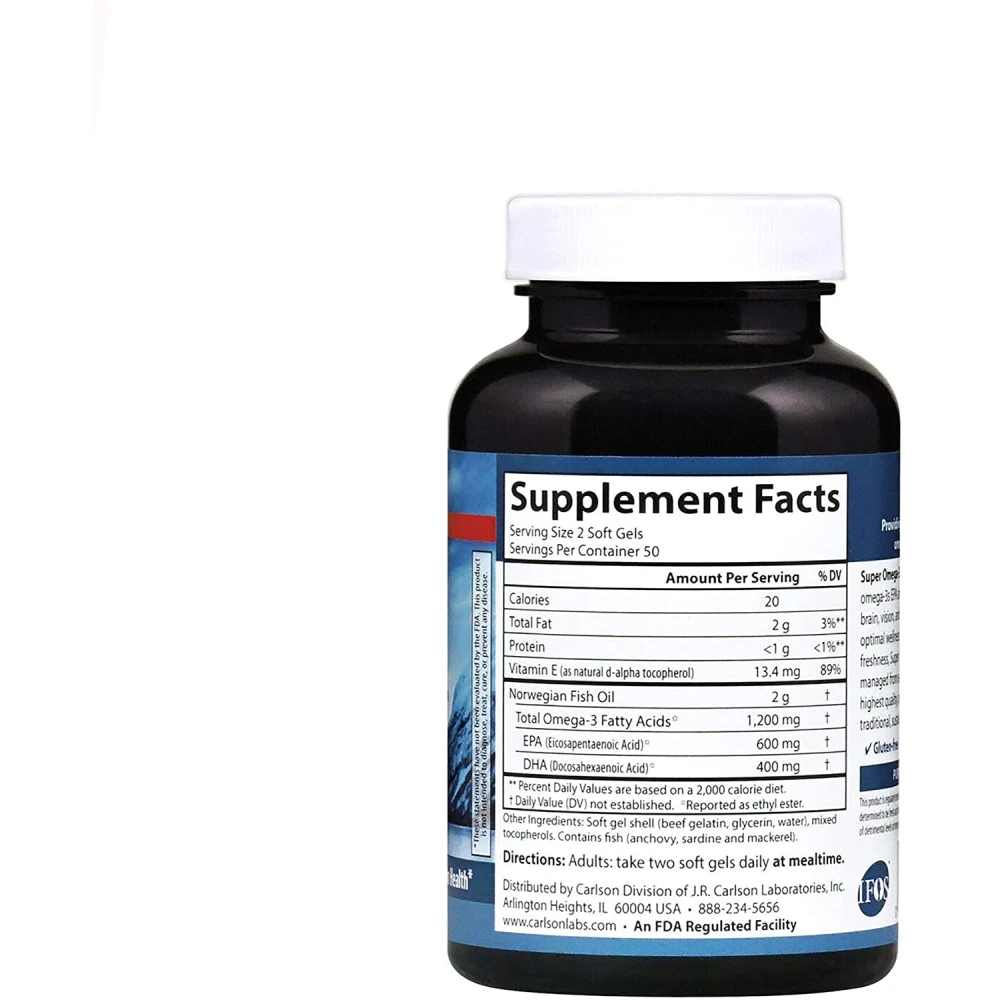 Carlson Labs Norwegian Super Omega3 Gems Fish Gel 1200 mg
