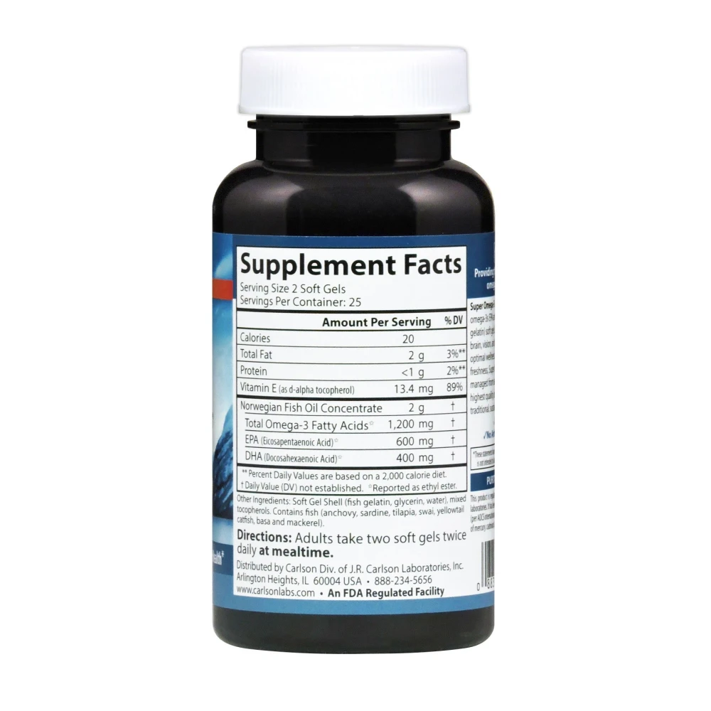Carlson Labs Norwegian Super Omega3 Gems Fish Gel 1200 mg