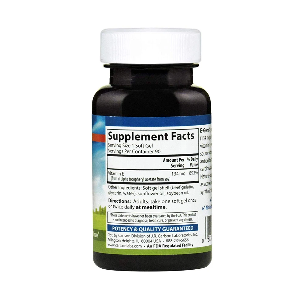 Carlson Labs EGems Natural Vitamin E 200IU