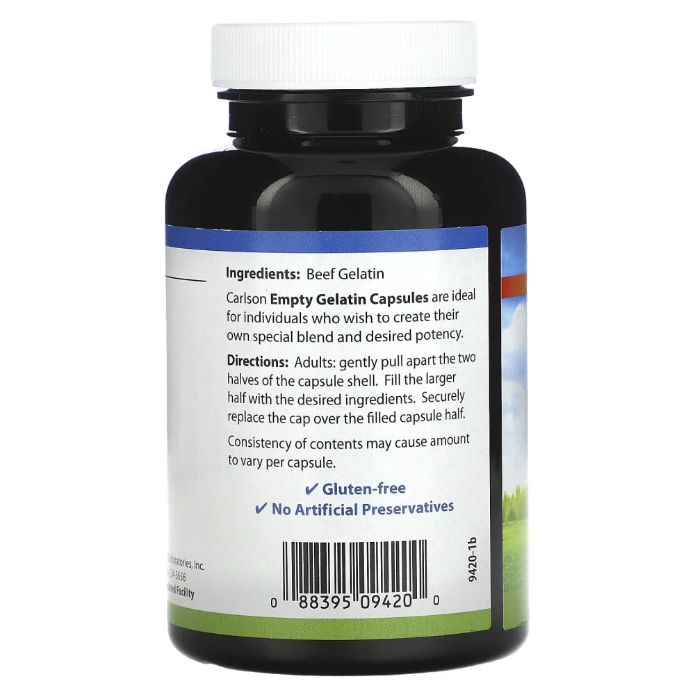 Carlson Labs Empty Gelatin Capsule Medium #0