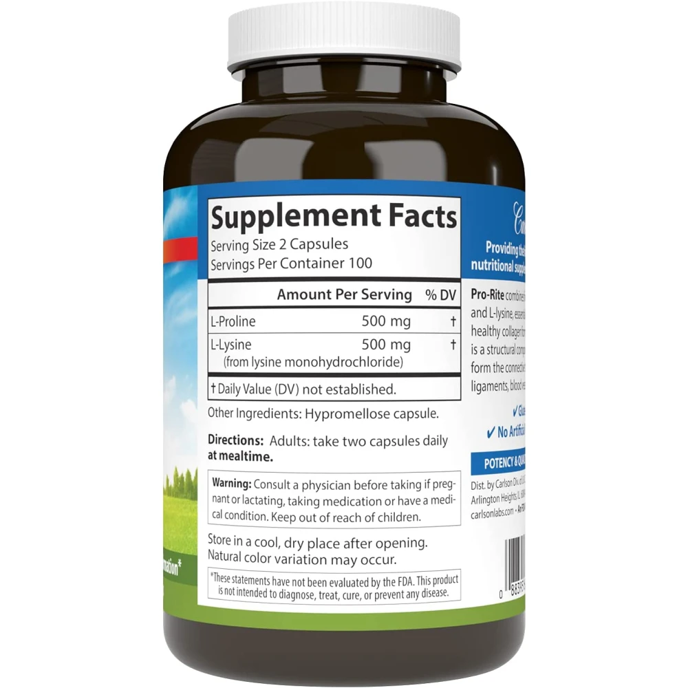 Carlson Labs ProRite FreeForm LProline & LLysine