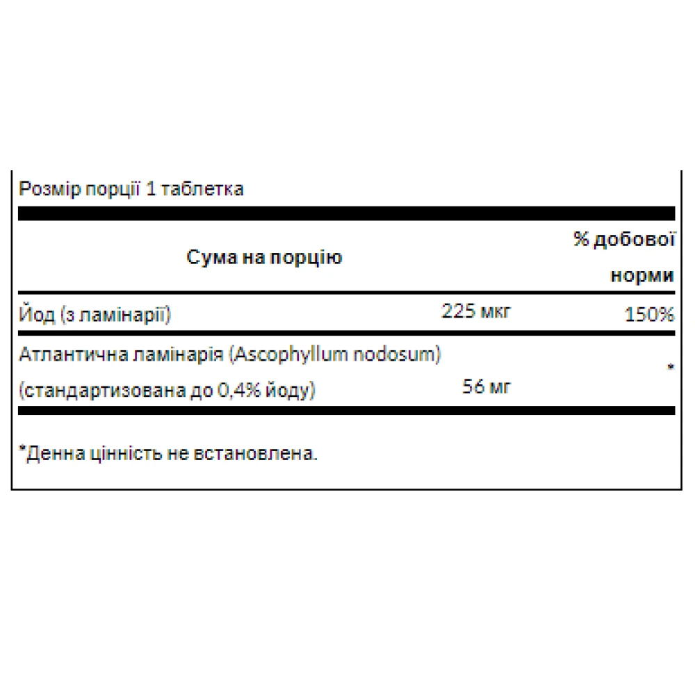 Swanson Kelp Iodine Source 225 mcg 250 таблеток