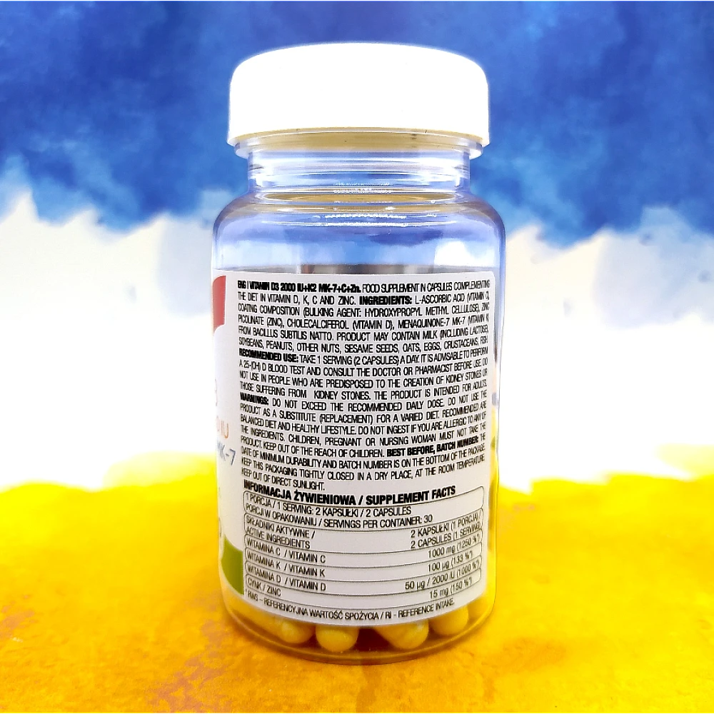 Ostrovit Vitamin D3 2000 IU + K2 MK-7 + VC + Zinc