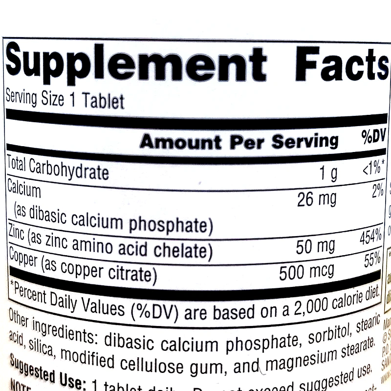 Source Naturals Zinc Chelate 50 mg + Cooper